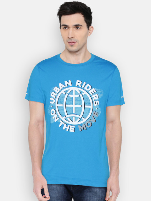 

Lee Men Blue Printed Slim Fit Round Neck T-shirt
