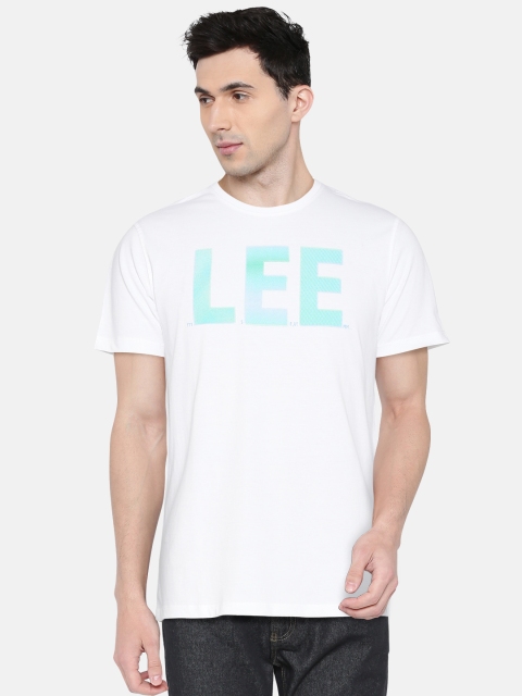 

Lee Men White Printed Slim Fit Round Neck T-shirt