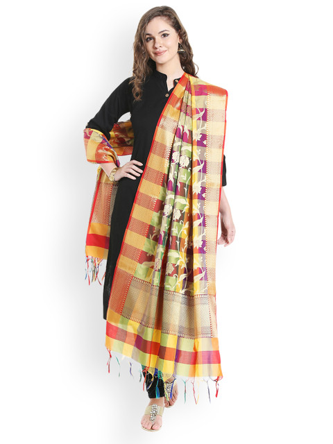 

Dupatta Bazaar Multicoloured Woven Design Pure Silk Dupatta, Multi