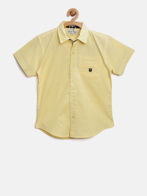 

Palm Tree Boys Yellow Regular Fit Printed Casual Shirt