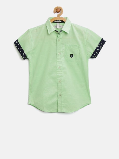 

Palm Tree Boys Green Regular Fit Solid Casual Shirt