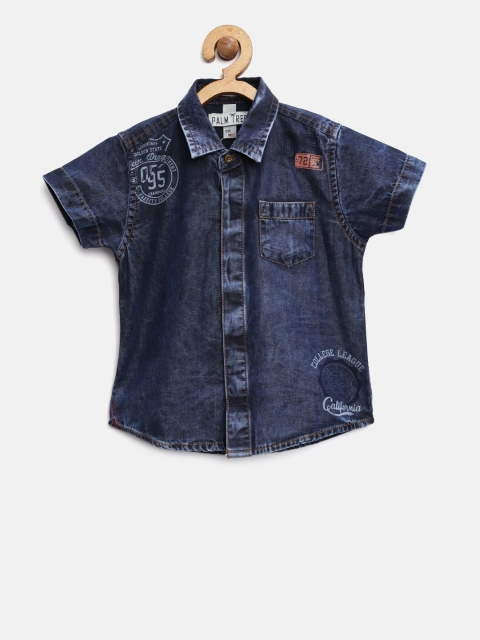 

Palm Tree Boys Navy Blue Denim Casual Shirt