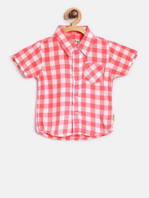 

Gini and Jony Boys Pink & White Regular Fit Checked Casual Shirt