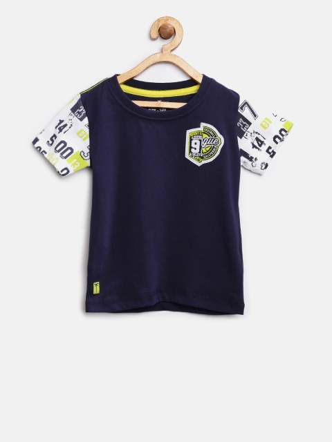 

Palm Tree Boys Navy Solid Round Neck T-shirt, Navy blue