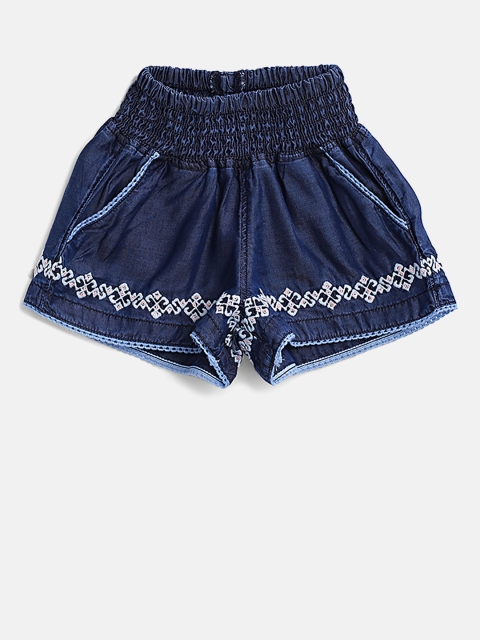 

Gini and Jony Girls Navy Solid Denim Shorts, Navy blue