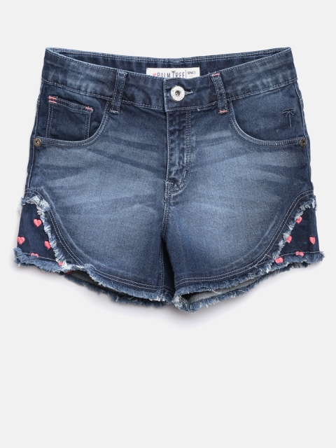 

Palm Tree Girls Navy Blue Washed Denim Shorts