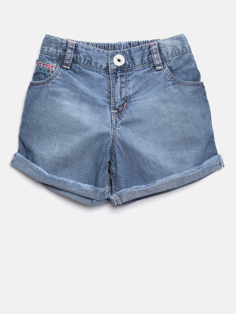 

Palm Tree Girls Blue Washed Denim Shorts