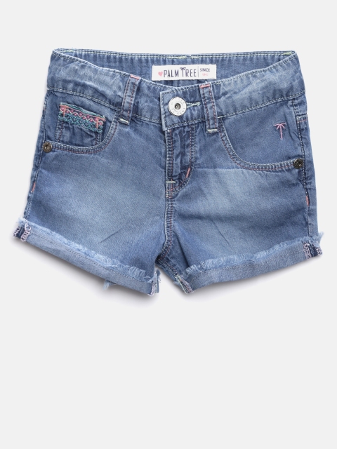 

Palm Tree Girls Blue Washed Denim Shorts