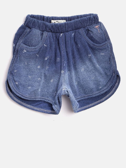 

Palm Tree Girls Blue Printed Regular Fit Regular Shorts