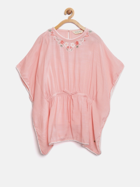 

Gini and Jony Girls Pink Solid Kaftan Top