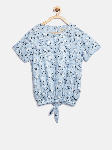 

Gini and Jony Girls Blue Printed Blouson Top