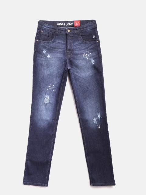 

Gini and Jony Boys Blue Regular Fit Mid-Rise Low Distress Stretchable Jeans