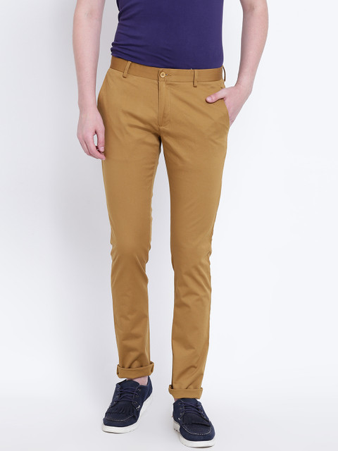

Blackberrys Men Mustard Yellow Solid Chinos