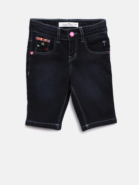 

Palm Tree Girls Navy Solid Capris, Navy blue