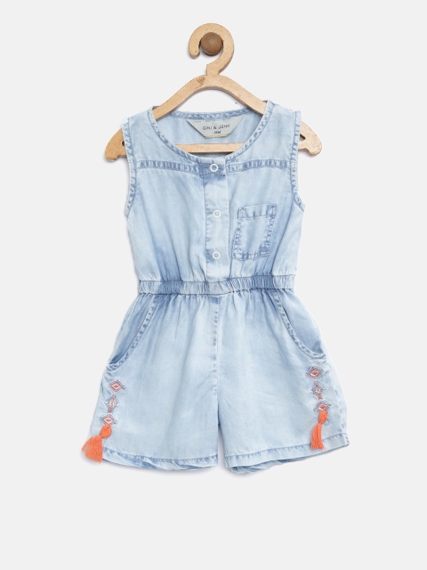 

Gini and Jony Blue Washed Chambray Playsuit