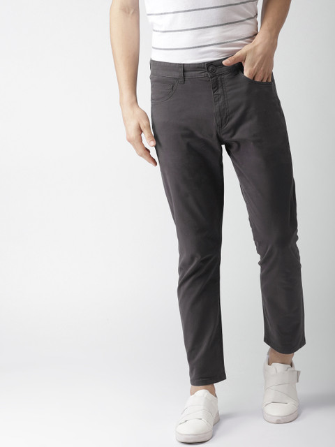

Mast & Harbour Men Charcoal Grey Regular Fit Solid Chinos