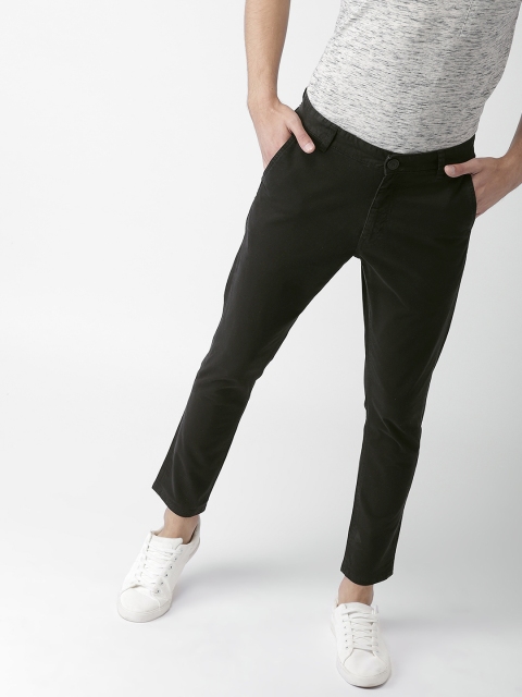 

Mast & Harbour Men Black Slim Fit Solid Cropped Chinos