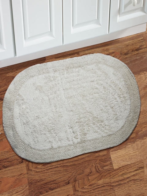 

MASPAR White Colorart Corded Stripe Oval-Shaped Bath Rug