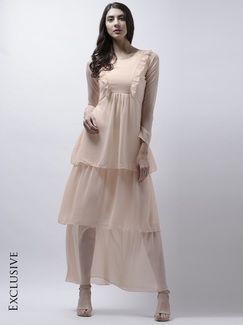 

Athena Women Peach-Coloured Solid Fit & Flare Dress