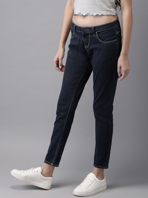 

HERE&NOW Women Blue Skinny Fit Mid-Rise Clean Look Stretchable Cropped Jeans