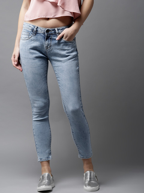 

HERE&NOW Women Blue Skinny Fit Mid-Rise Clean Look Stretchable Jeans