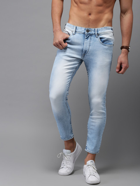 

HERE&NOW Men Blue Skinny Fit Mid-Rise Clean Look Stretchable Cropped Jeans