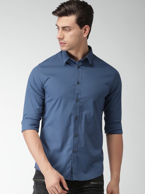 

Celio Men Blue Slim Fit Solid Casual Shirt