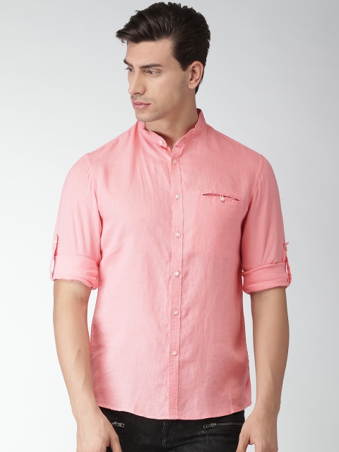 

Celio Men Pink Regular Fit Solid Pure Linen Casual Sustainable Shirt