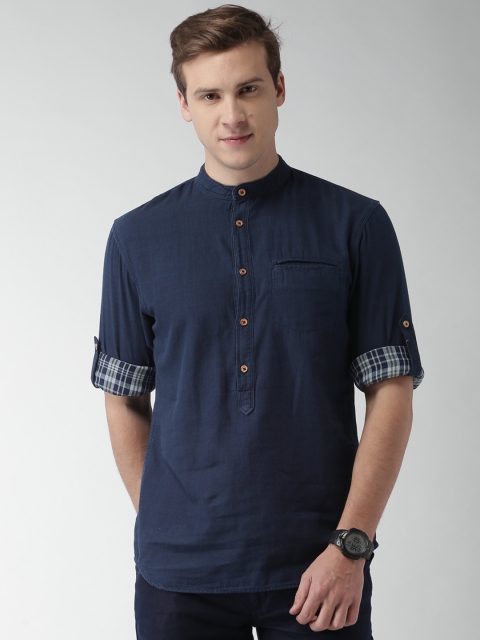 

Celio Men Navy Blue Regular Fit Solid Casual Shirt