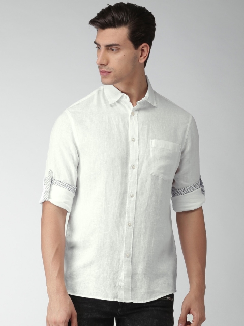 

Celio Men White Regular Fit Solid Casual Pure Linen Sustainable Shirt