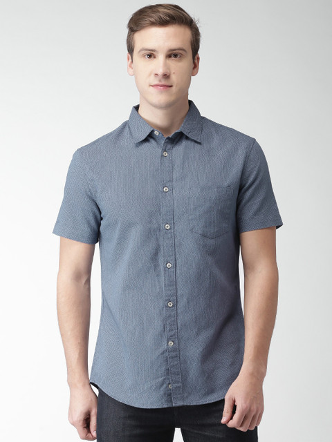 

Celio Men Blue Regular Fit Printed Casual Linen Sustainable Shirt