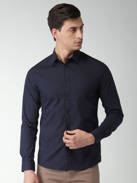 

Celio Men Navy Blue Slim Fit Printed Casual Shirt