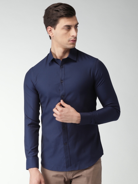

Celio Men Navy Blue Slim Fit Self Design Casual Shirt