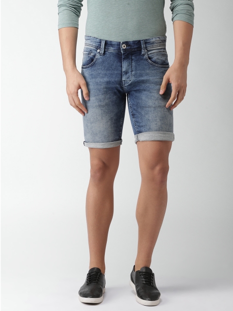 

Celio Men Blue Washed Regular Fit Denim Shorts
