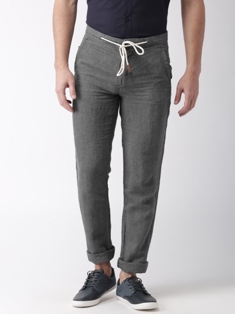 

Celio Men Grey Straight Fit Solid Pure Linen Regular Sustainable Trousers