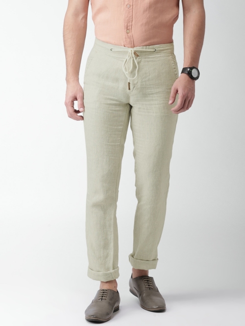 

Celio Men Beige Straight Fit Pure Linen Solid Regular Sustainable Trousers