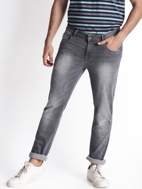 

SF JEANS by Pantaloons Men Grey Skinny Fit Low-Rise Printed Stretchable Jeans