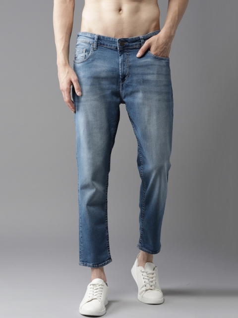 

HERE&NOW Men Blue Slim Fit Mid-Rise Clean Look Stretchable Cropped Jeans