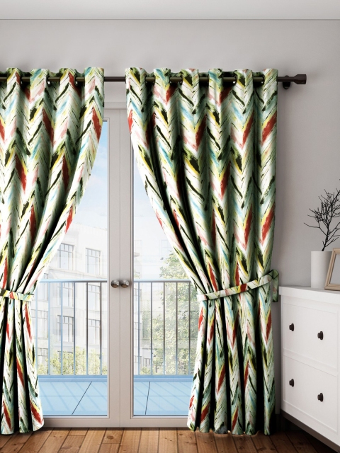 

HOUZZCODE Off-White & Multicoloured Single Window Curtains
