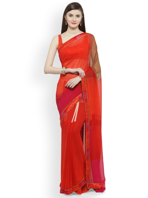 

Shaily Red Printed Pure Georgette Saree