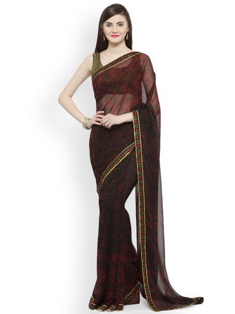 

Shaily Brown Printed Pure Georgette Saree