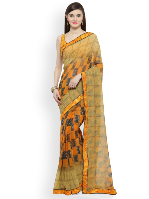 

Shaily Yellow Printed Pure Georgette Saree