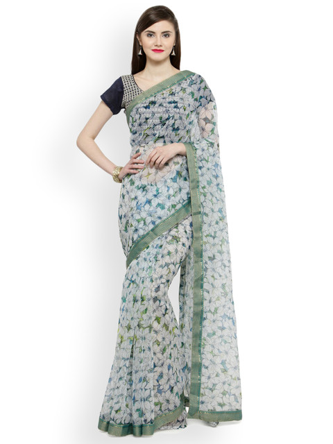 

Shaily Off-White Printed Cotton Blend Saree