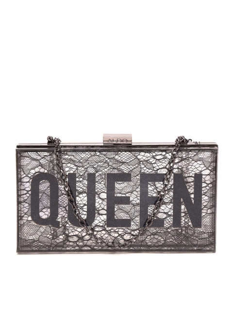 

ALDO Black Textured Box Clutch with Detachable Sling Strap