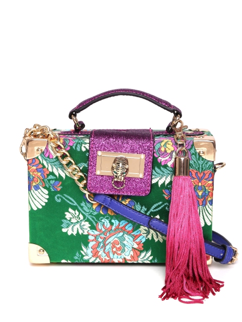 

ALDO Green & Pink Self Design Satchel
