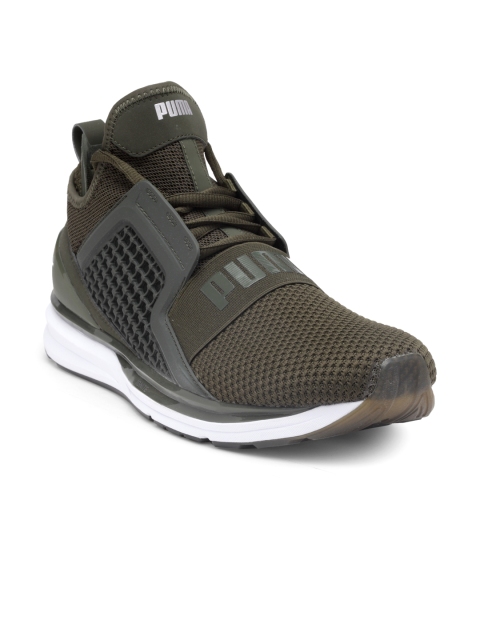 

Puma Men Olive Green Ignite Limitless Weave Solid Mid-Top Sneakers