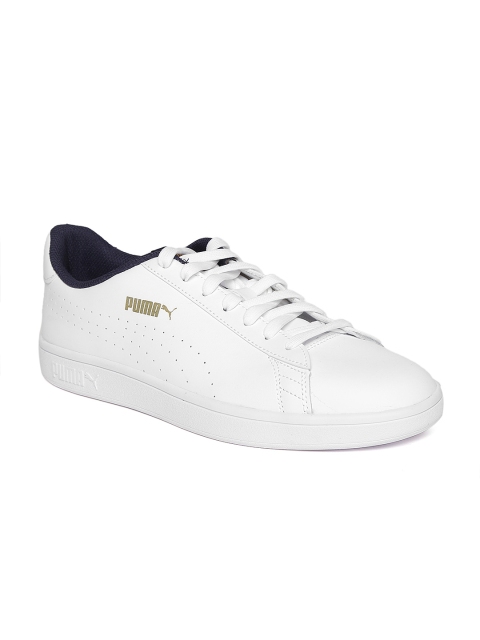 

Puma Men White Smash V2 L Perforated Leather Sneakers