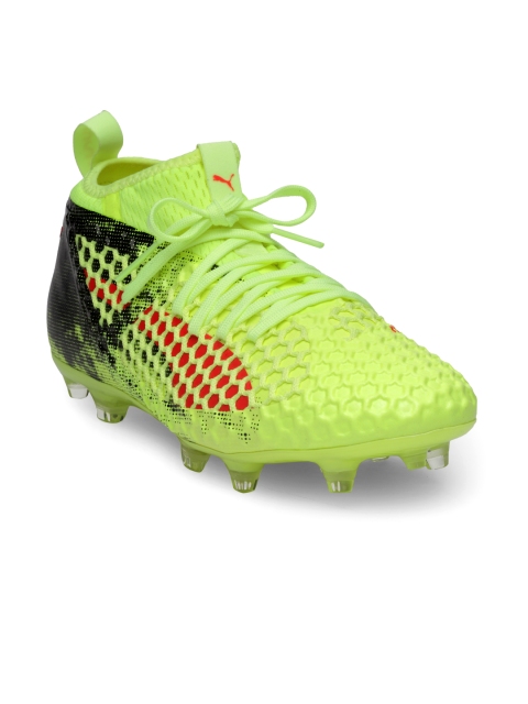 

Puma Men Fluorescent Green & Black Future 18.2 NETFIT FG AG Football Shoes