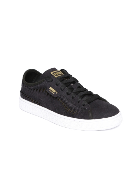 

Puma Women Black Suede Metallic Entwine Sneakers