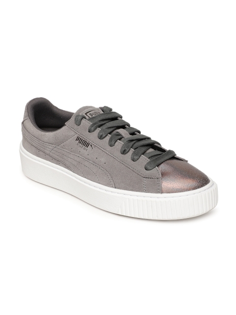 

Puma Women Grey Suede Platform LunaLux Sneakers
